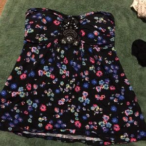 Floral strapless, padded blouse